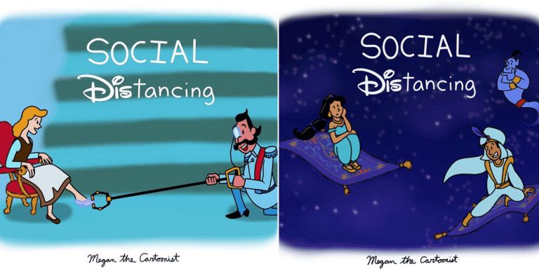 Artist Reimagines These Disney Characters In the Age of Social Distancing