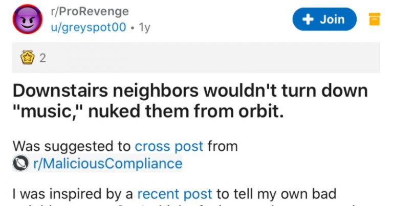 These Downstairs Neighbors Get Nuked From Orbit For Not Turning Down the Music