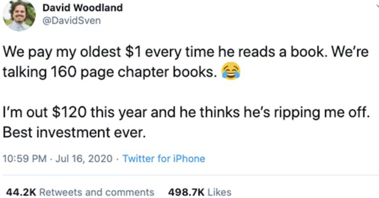 See How People Reacted to Dad’s Post for Paying His Son to Read Books